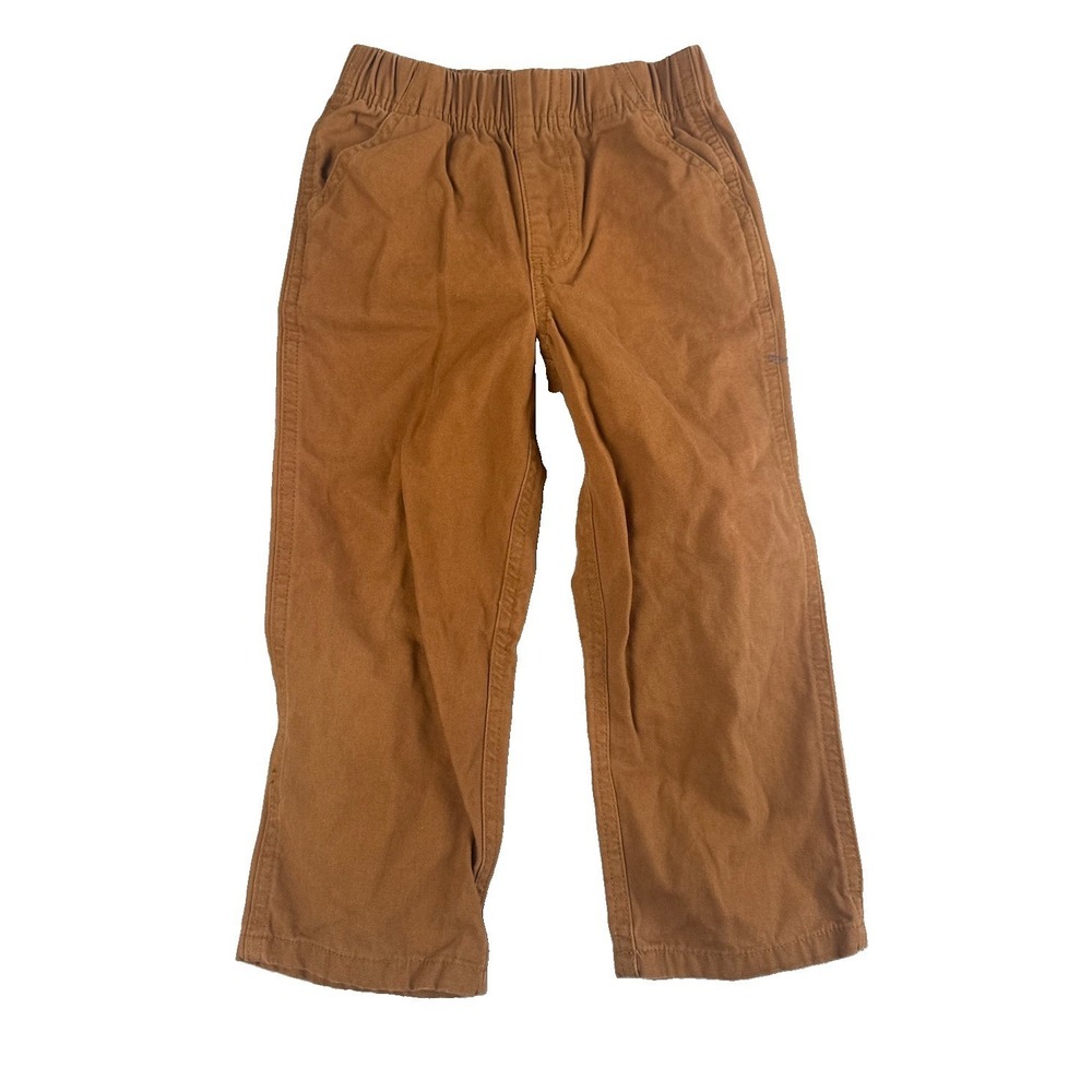 Carhartt Toddler Canvas Pants 4T Brown Elastic Waist Carpenter Workwear Cotton